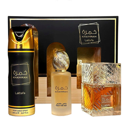 Lattafa Estuche Khamrah Negra 3 Piezas Eau de Parfum Unisex 100 ml Original