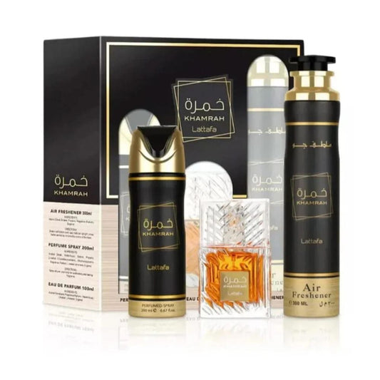 Estuche Lattafa Khamrah Tradicional 3 Piezas Unisex Eau De Parfum 100 Ml Original